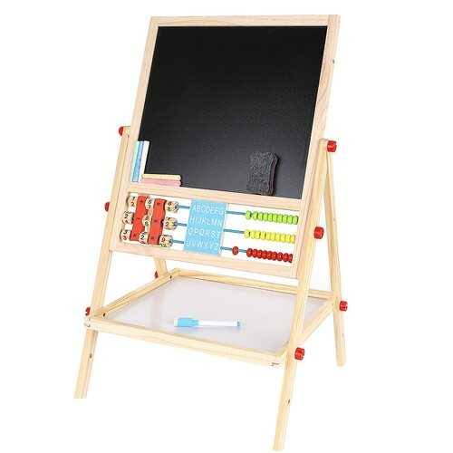 Tabla magnetica copii, de scris, cu doua fete, din lemn, Educativa, cu Suport si Accesorii, Abac, 67 x 41 x 32 cm [10]