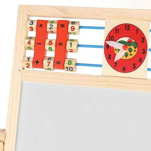 Tabla magnetica copii, de scris, cu doua fete, din lemn, Educativa, cu Suport si Accesorii, Abac, 67 x 41 x 32 cm [8]