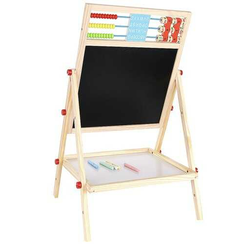 Tabla magnetica copii, de scris, cu doua fete, din lemn, Educativa, cu Suport si Accesorii, Abac, 67 x 41 x 32 cm [9]