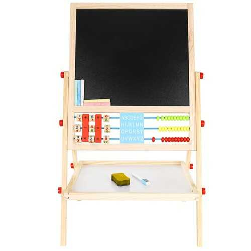 Tabla magnetica copii, de scris, cu doua fete, din lemn, Educativa, cu Suport si Accesorii, Abac, 67 x 41 x 32 cm [4]