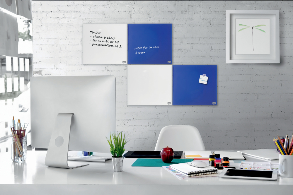 Tabla magnetica sticla 45*45 cm albastra+accesorii diamond nobo [2]