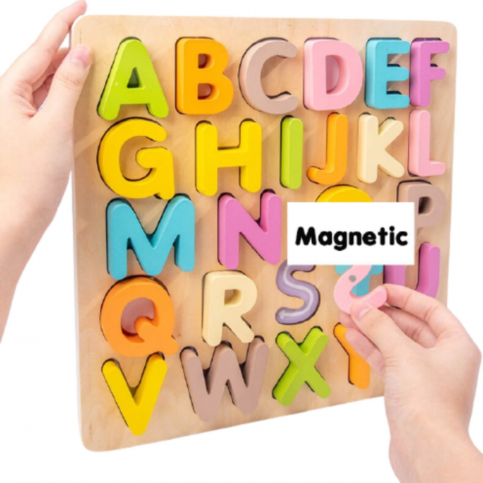 Puzzle lemn Montessori ⭐ Litere si tabla magnetica. [5]