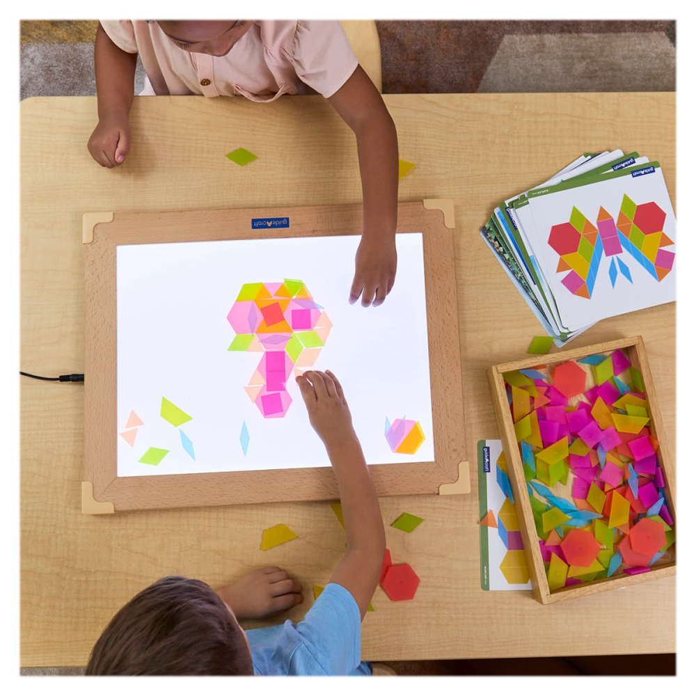 Tangram cu piese translucide colorate, 250 piese, Guidecraft, copii varsta 3-10 ani [2]