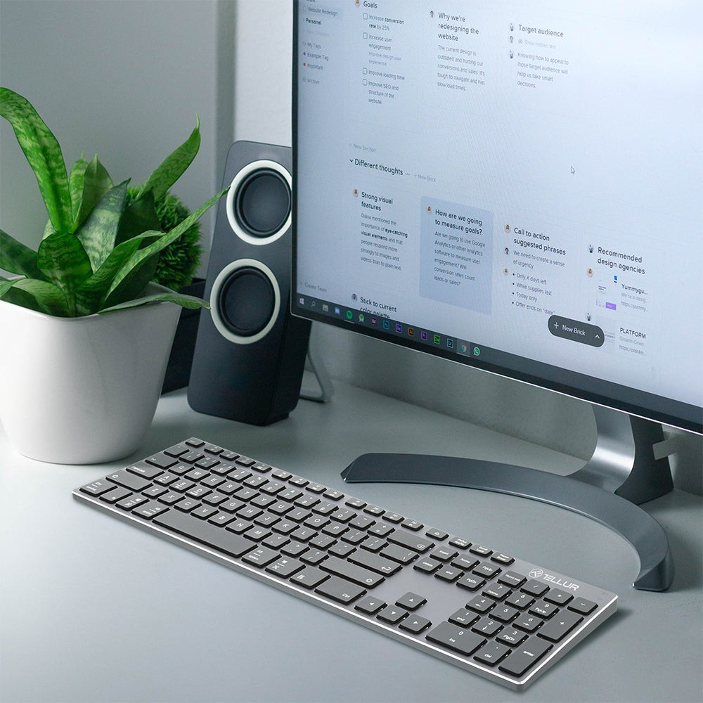 Tastatură fără fir Tellur Shade, Bluetooth, US, Alu, Gri Negru [3]