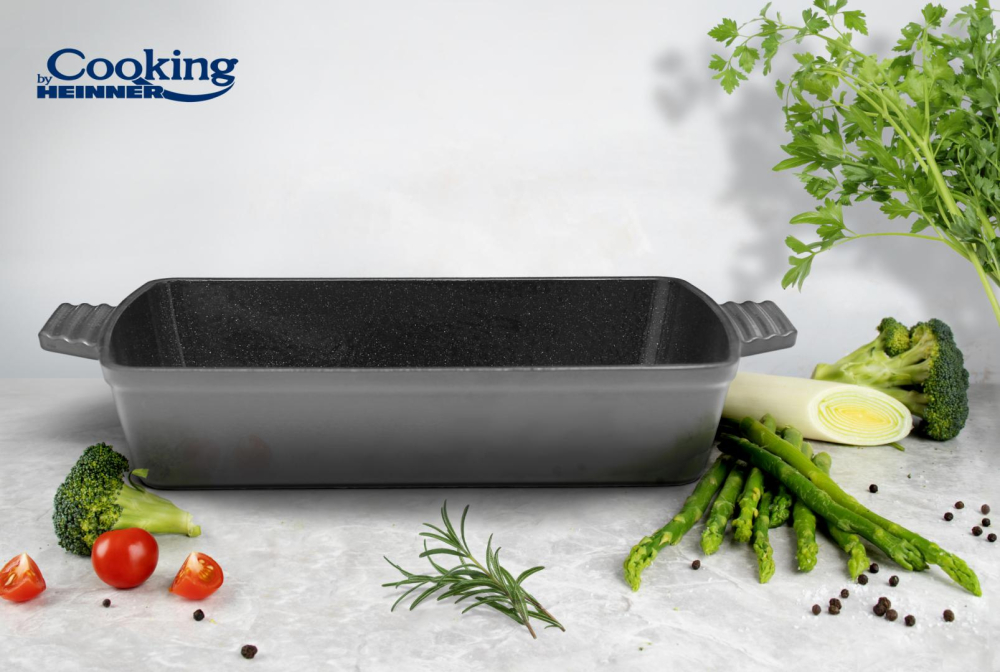Tava fonta emailata 33 x 23 x 7 cm, marble grey, cooking by heinner [4]