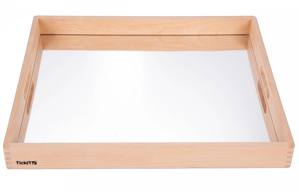 Tava mare din lemn cu oglinda acrilica, 500 x 435 x 50 mm, pentru activitati senzoriale [1]