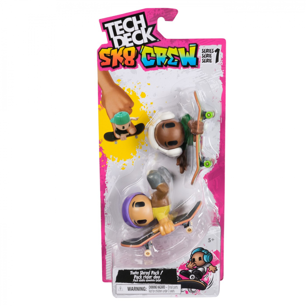 Tech dech sk8 crew pachet 2 seturi placa si figurina 9.6cm casca mov si casti albe, varsta de la 5 ani la 12 ani [1]