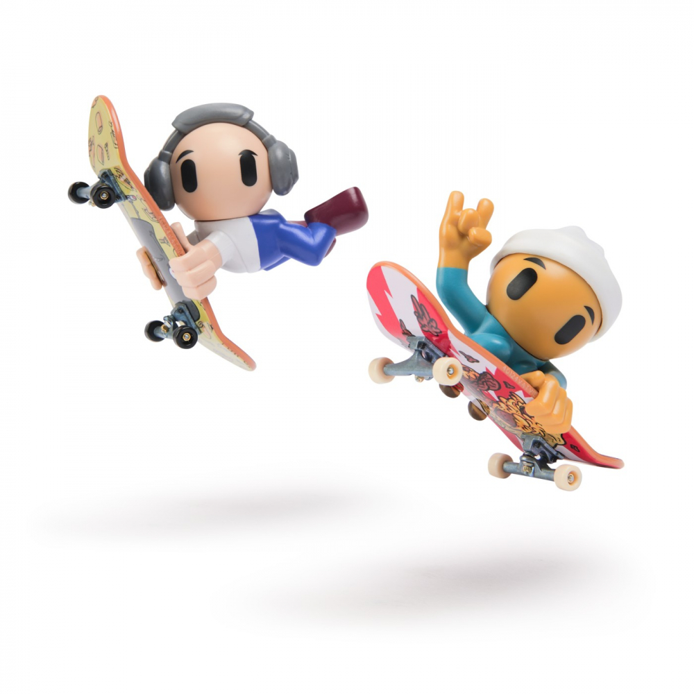 Tech deck sk8 crew pachet 2 seturi plita si figurina 9.6cm casca alba si casti gri, varsta de la 5 ani la 12 ani [2]
