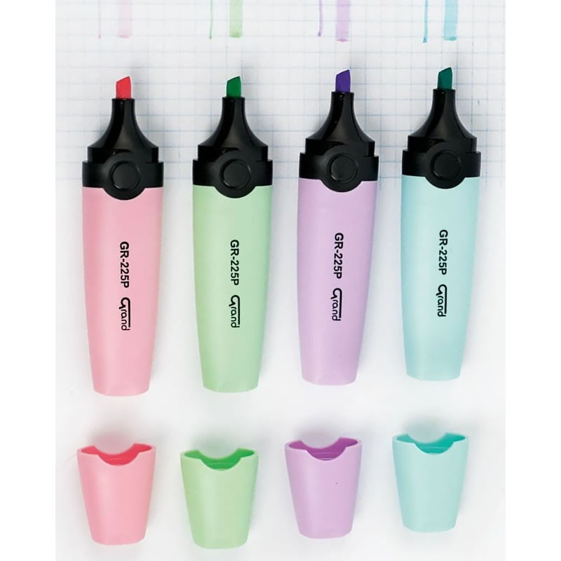 Textmarker Grand GR-225P, varf tesit, 1-4.2mm, set 4 culori pastel (roz, verde, mov, albastru) [2]