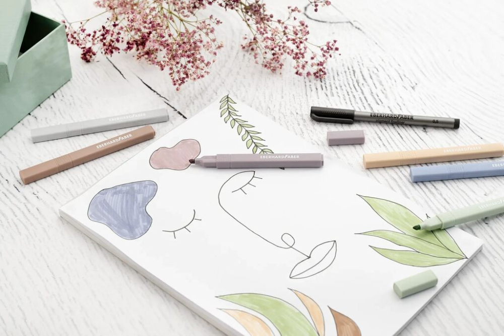 Textmarker slim patrat set 6 buc nuante naturale eberhard faber [5]