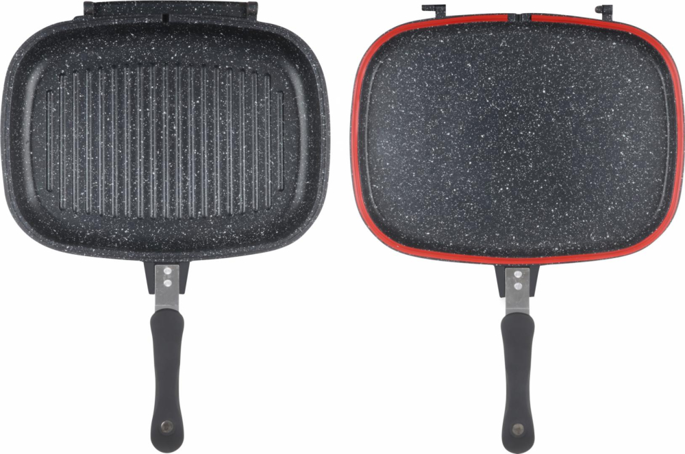 Tigaie dubla dreptunghiulara tip grill,aluminiu,32x24x7.5 cm,dark line inductie, cooking  by heinner [2]