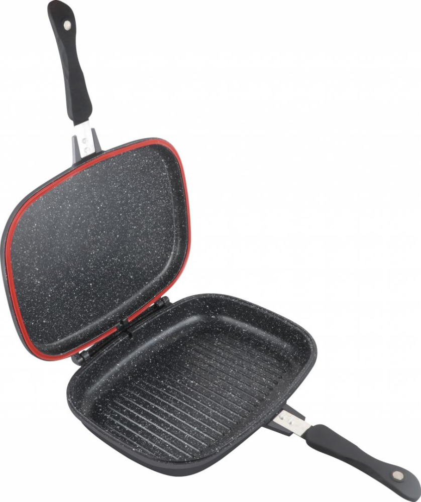 Tigaie dubla dreptunghiulara tip grill,aluminiu,32x24x7.5 cm,dark line inductie, cooking  by heinner [3]
