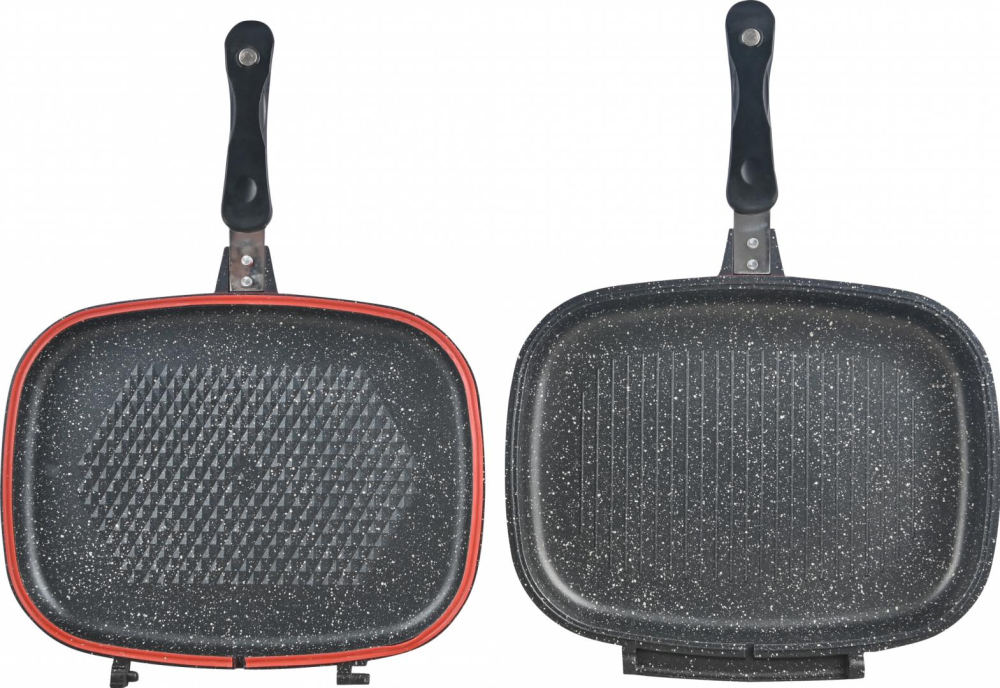 Tigaie dubla dreptunghiulara tip grill, aluminiu, 32x24x7.5 cm, gray line, cooking by heinner [2]