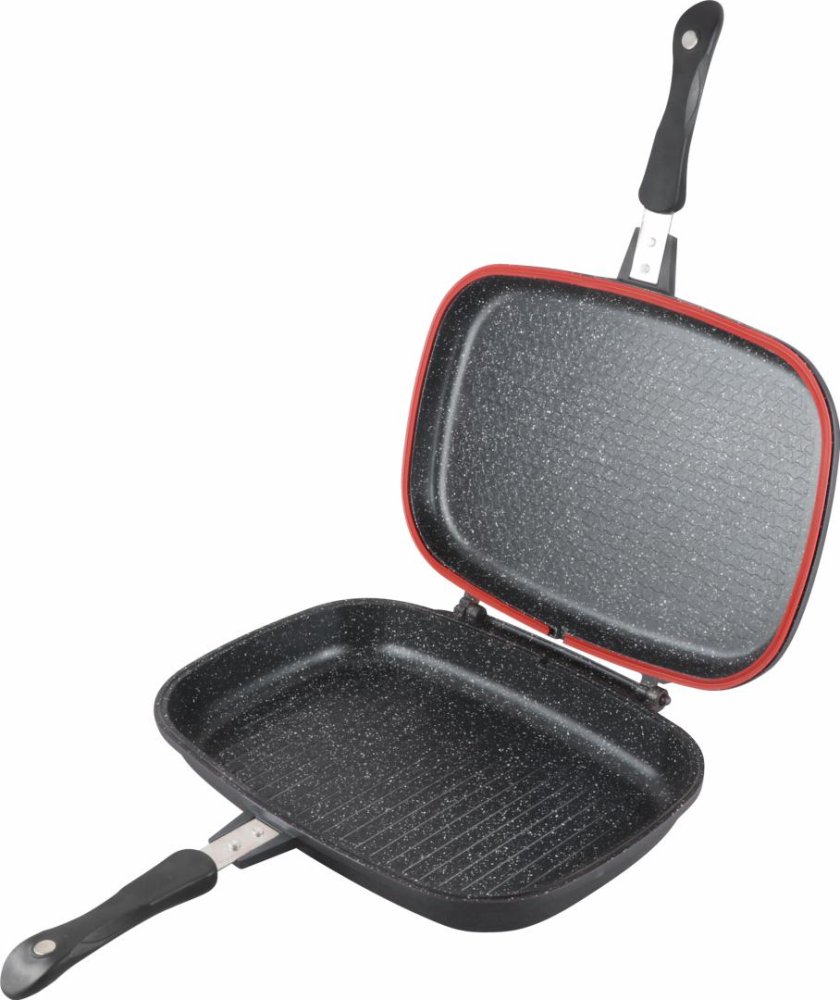 Tigaie dubla dreptunghiulara tip grill, aluminiu, 36x24x7.5 cm,dark line classic,cooking  by heinner [4]