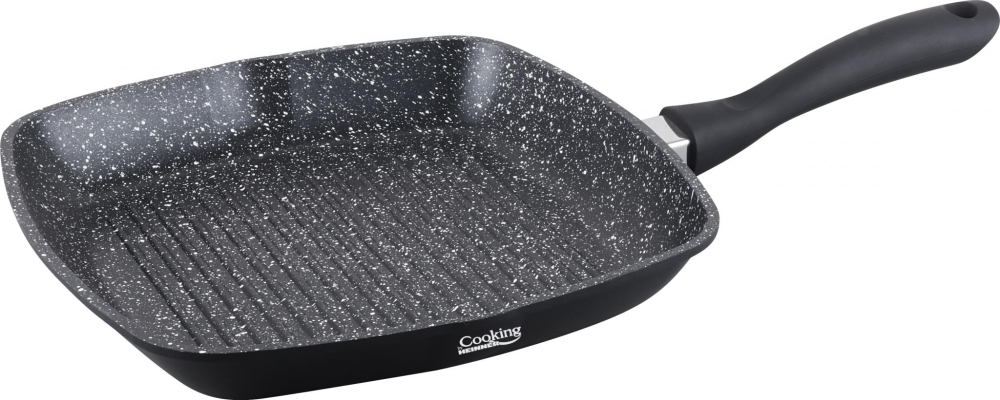 Tigaie grill aluminiu + capac 28 x 4.5 cm , dark line, cooking  by heinner [2]