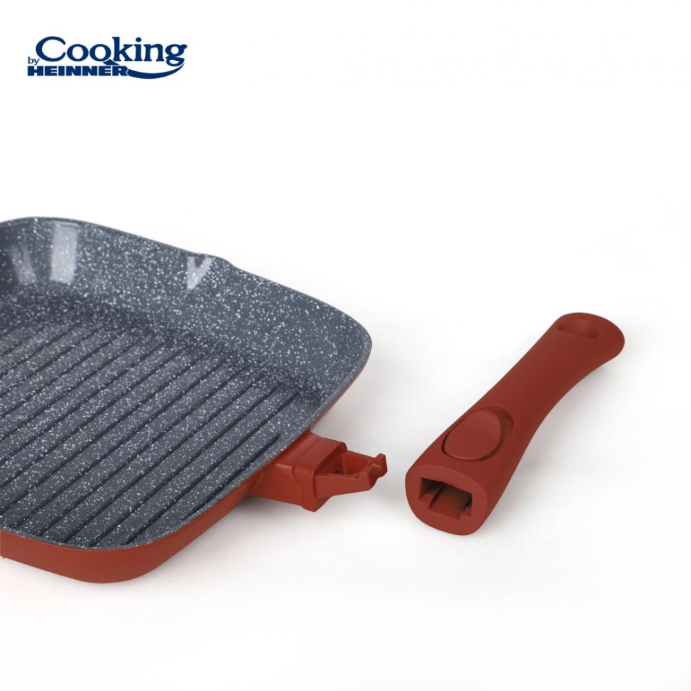 Tigaie grill aluminiu turnat+capac 24x4 cm,calabria, cooking by heinner [5]