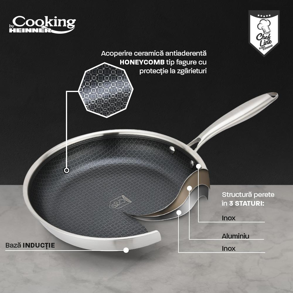 Tigaie inox 3 straturi, 20x4 cm, titanium3, cooking by heinner [4]