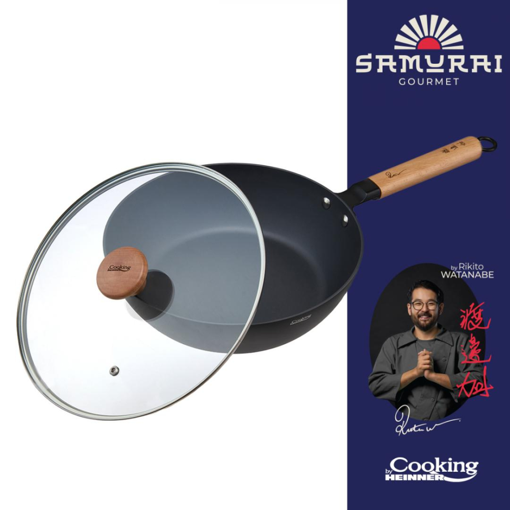 Tigaie wok + capac 24x7.5 cm, rikito watanabe, samurai gourmet, cooking by heinner [3]