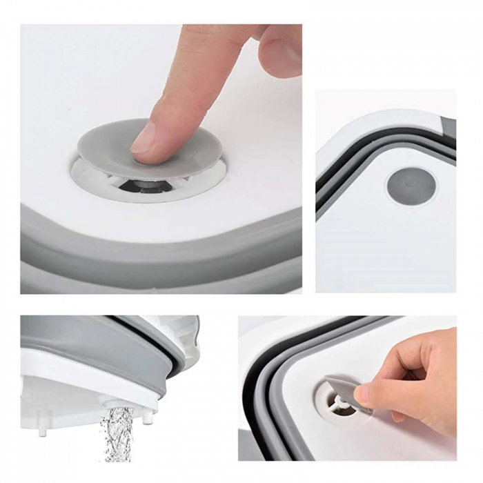 Tocator pliabil din silicon, cos de spalat alimente, Gri / Alb [12]