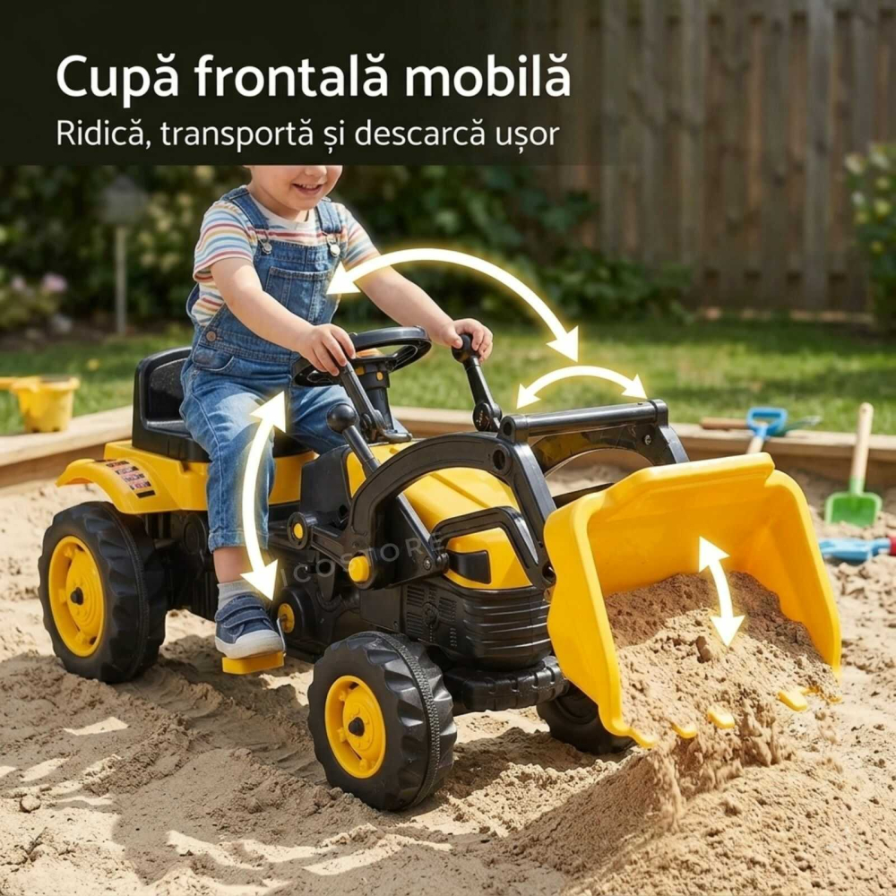 Tractor cu pedale copii cu cupa frontala | scaun reglabil | 3+ ani [6]