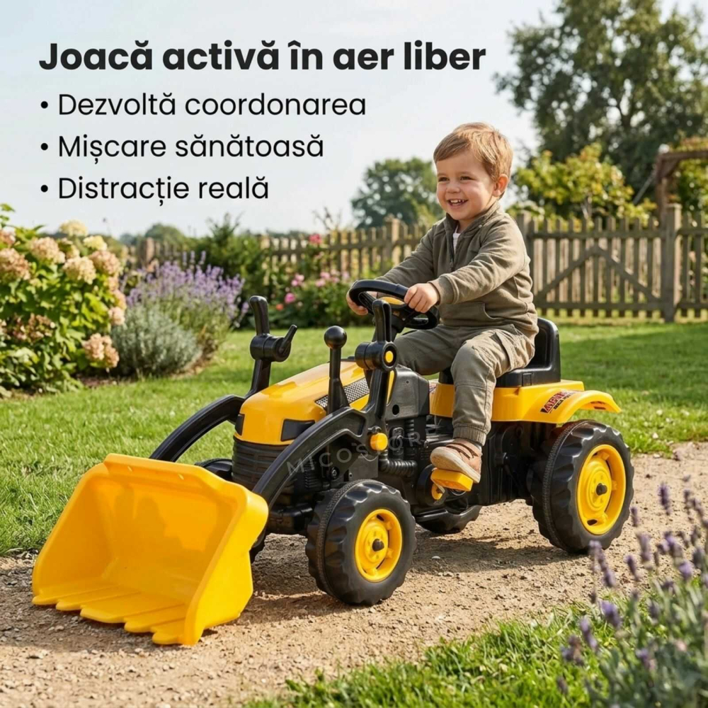 Tractor cu pedale copii cu cupa frontala | scaun reglabil | 3+ ani [2]