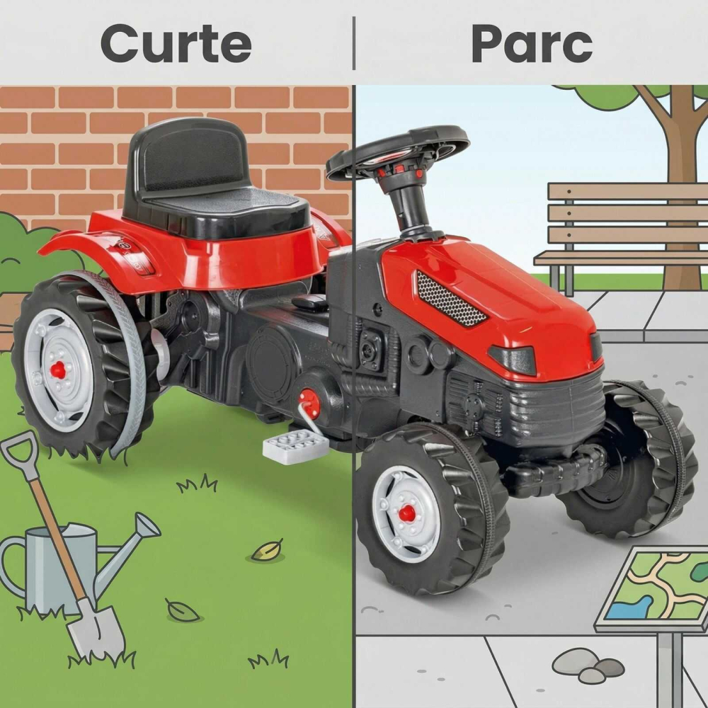 Tractor cu pedale copii rosu | scaun reglabil si claxon [6]