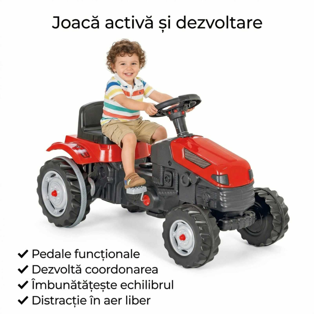 Tractor cu pedale copii rosu | scaun reglabil si claxon [3]
