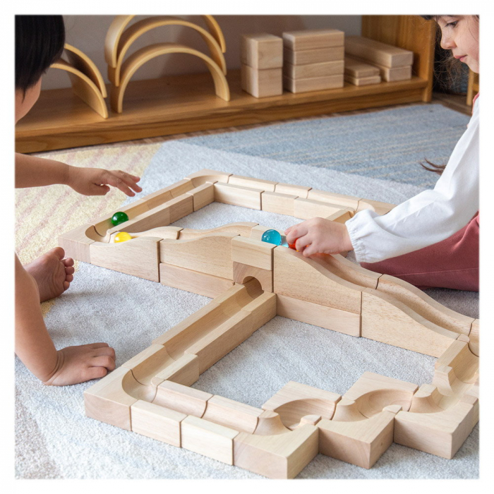 Traseu modular din lemn cu bile, 40 de piese, Guidecraft, 3-10 ani [4]