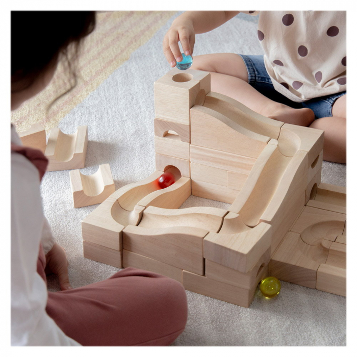 Traseu modular din lemn cu bile, 40 de piese, Guidecraft, 3-10 ani [3]
