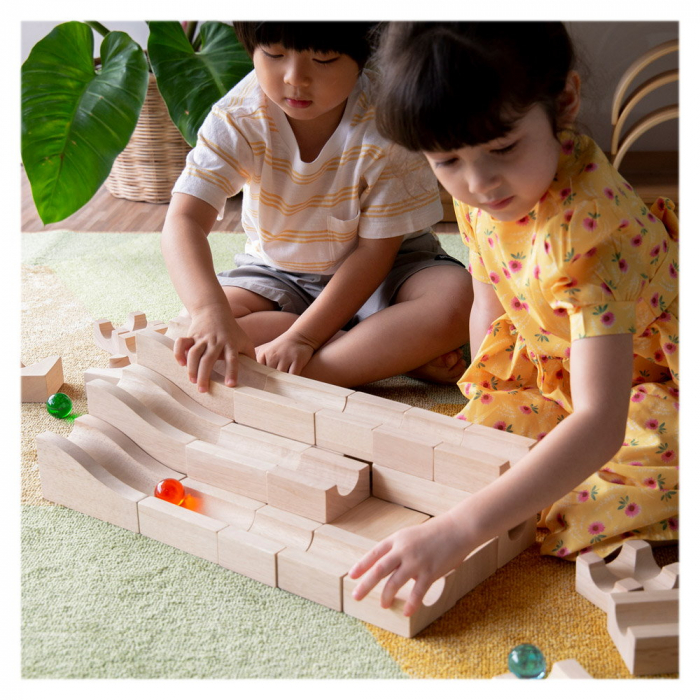 Traseu modular din lemn cu bile, 40 de piese, Guidecraft, 3-10 ani [2]