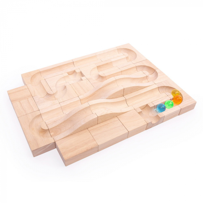 Traseu modular din lemn cu bile, 40 de piese, Guidecraft, 3-10 ani [6]