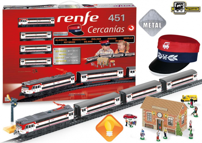Trenulet electric calatori Cercanias RENFE 451 metalic, cu lumina si sapca conductor tren [1]