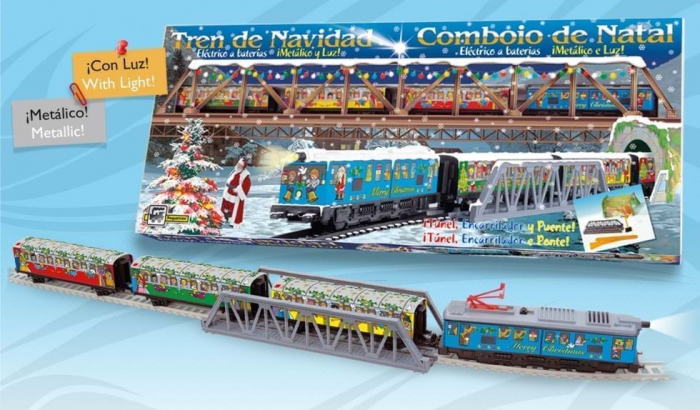 Trenulet electric Christmas cu lumina, pod si tunel [1]