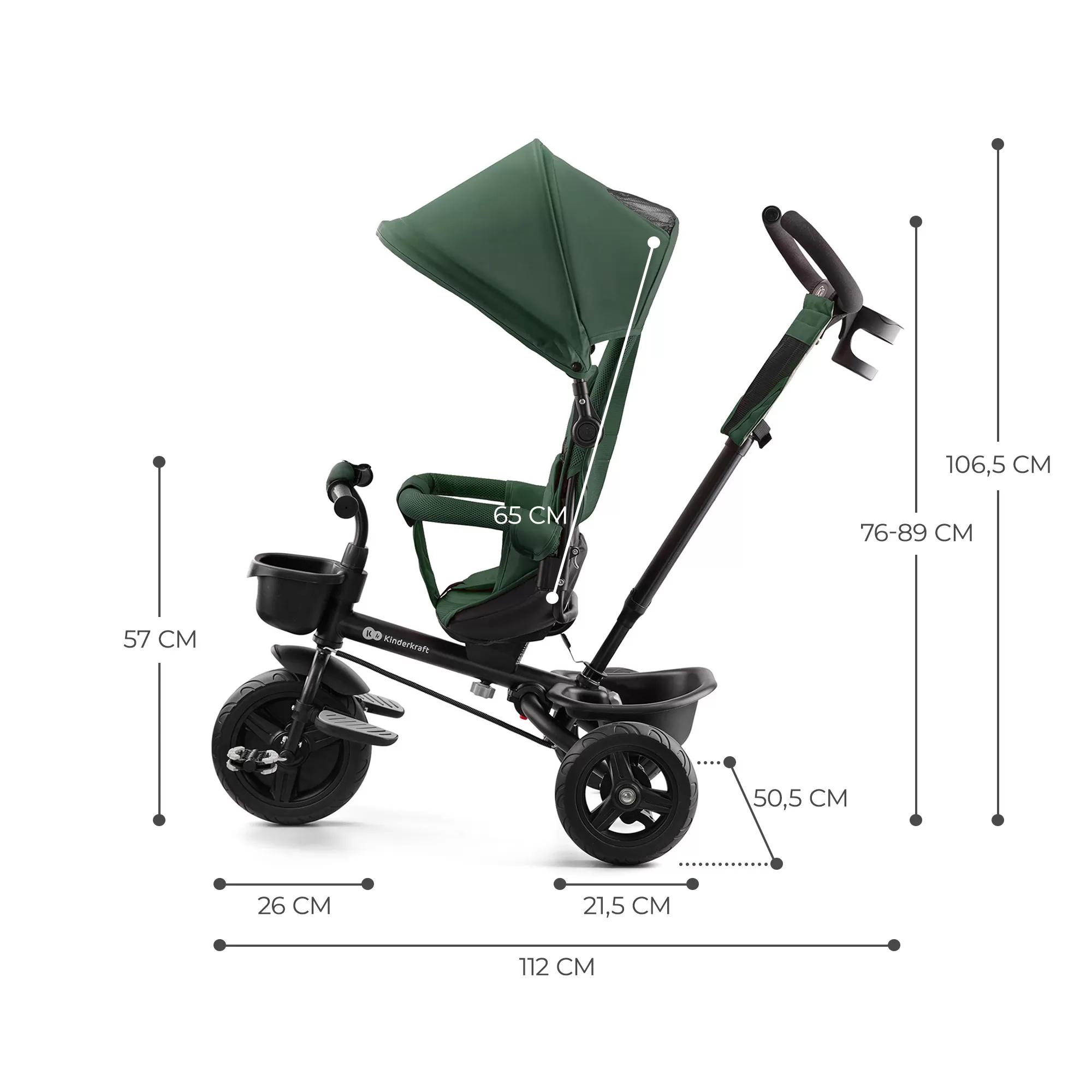 Tricicleta copii kinderkraft aveo, mystic green, varsta de la 9 luni la 5 ani [11]