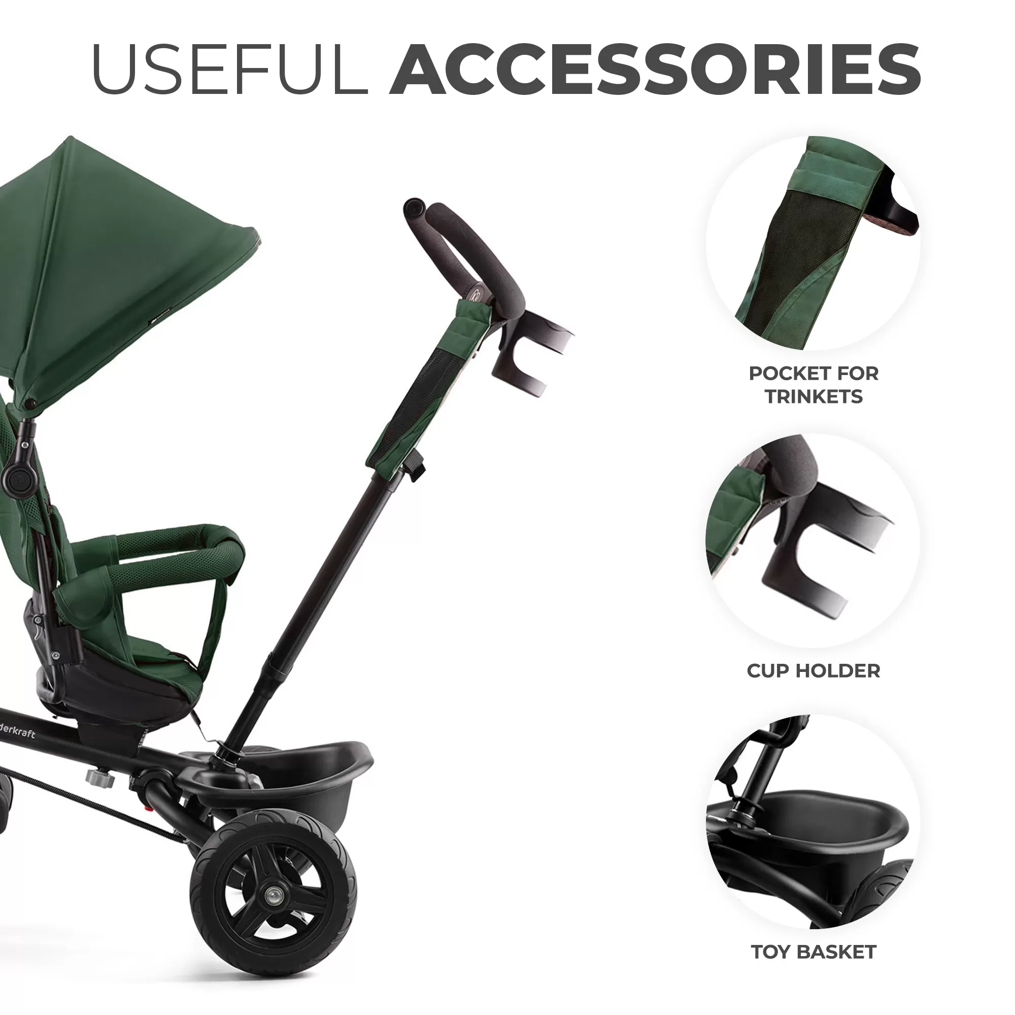 Tricicleta copii kinderkraft aveo, mystic green, varsta de la 9 luni la 5 ani [8]