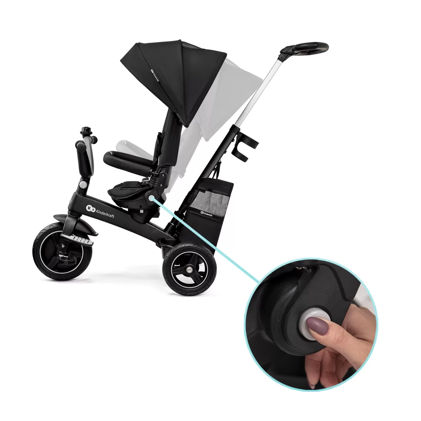 Tricicleta kinderkraft easytwist, black, varsta de la 9 luni la 5 ani [10]