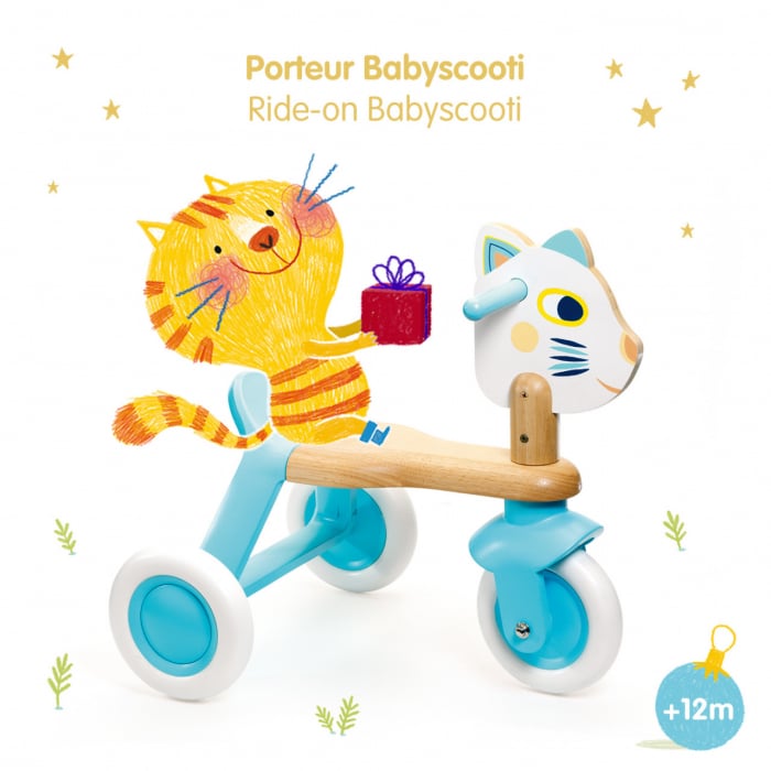 Tricicleta din lemn, fara pedale, pentru bebe, Djeco, varsta 1 - 3 ani, Baiat, Fata [3]