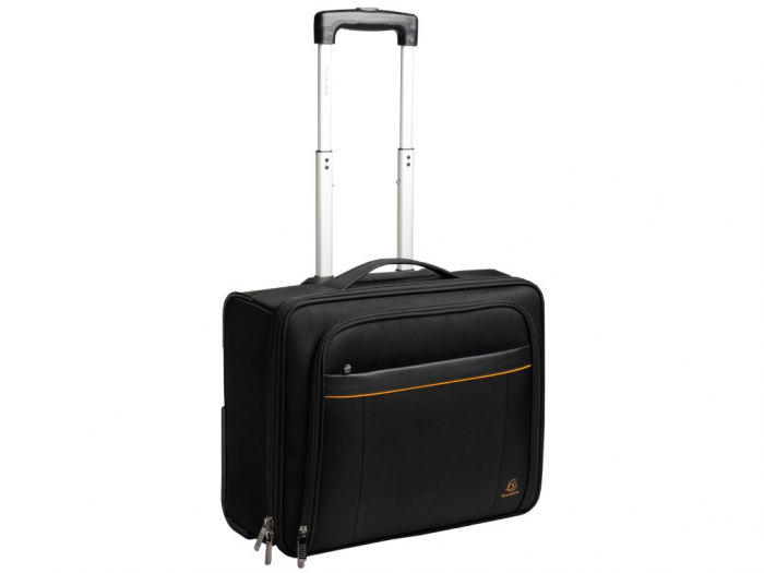 Troler compact cu 4 roti, ideal pentru laptop 15,6" si bagaj de mana in avion, culoare negru [3]