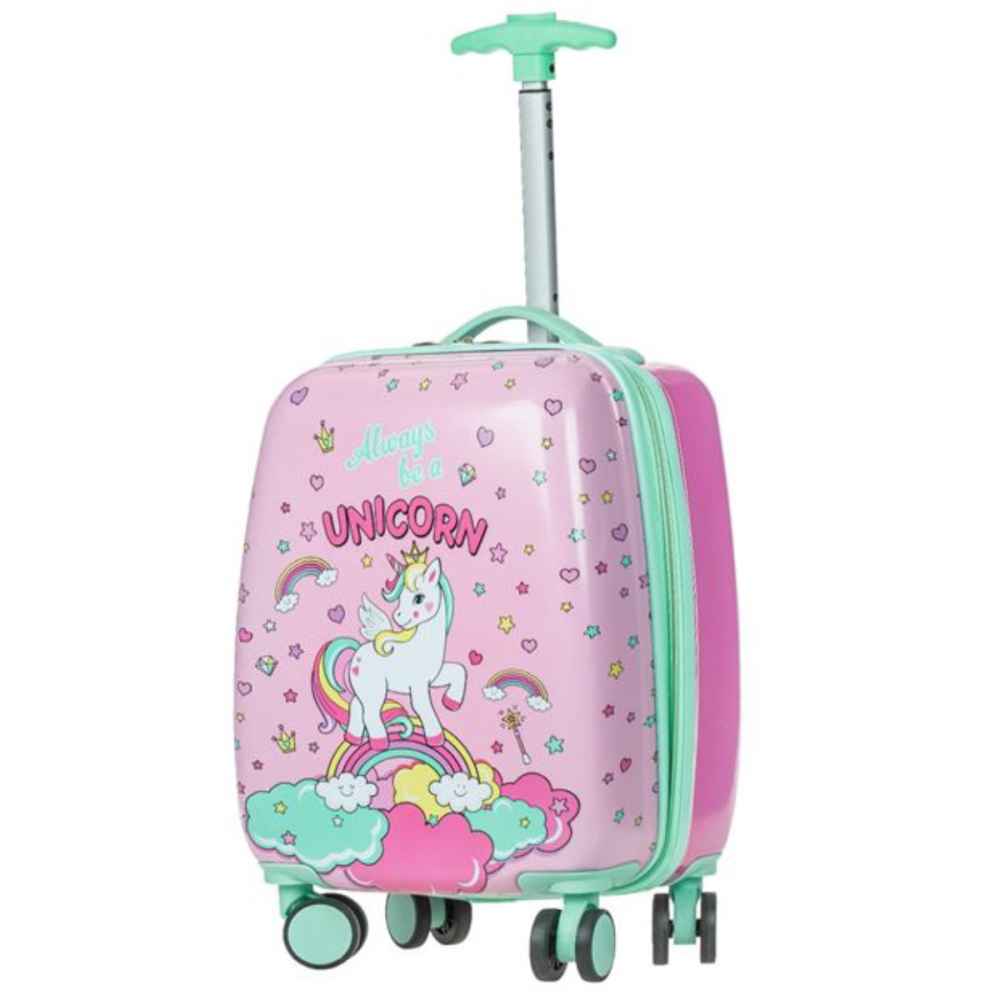 Troler de calatorie pentru fetite, model unicorn, capacitate 22.8L, Roz [2]