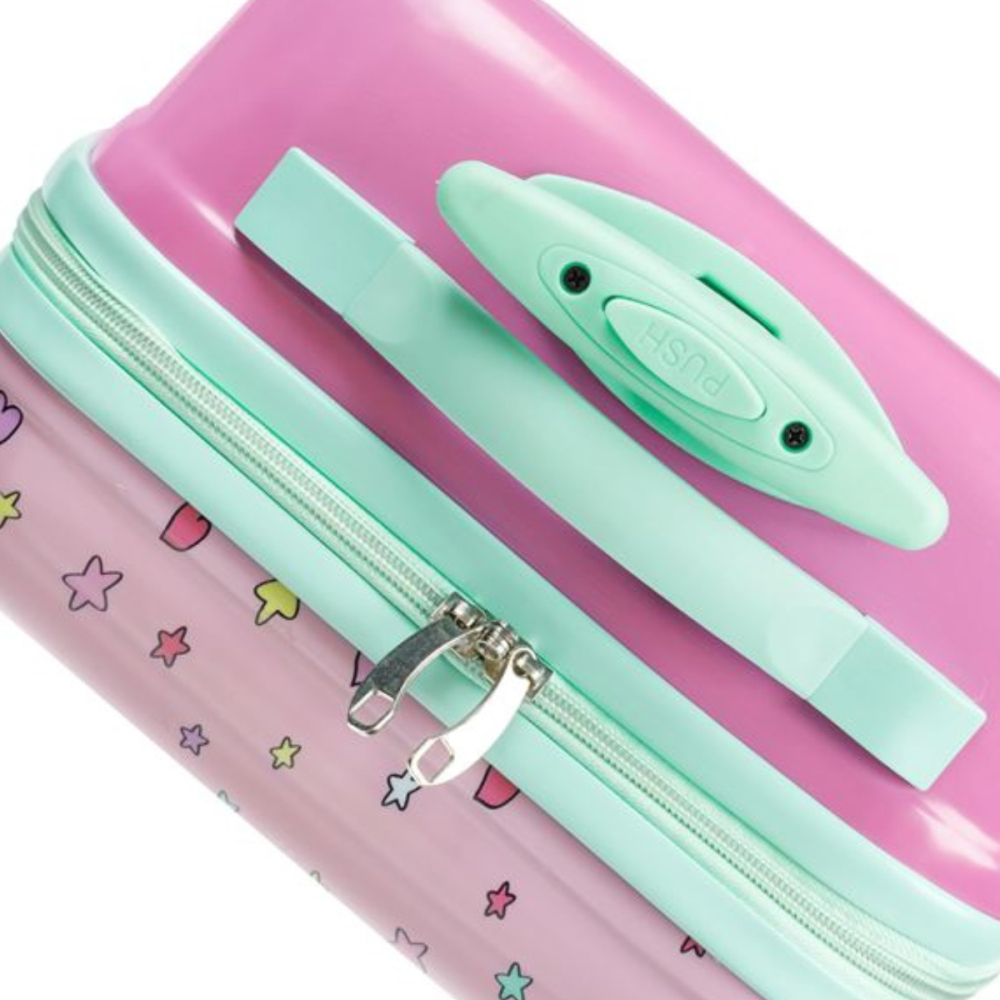 Troler de calatorie pentru fetite, model unicorn, capacitate 22.8L, Roz [3]