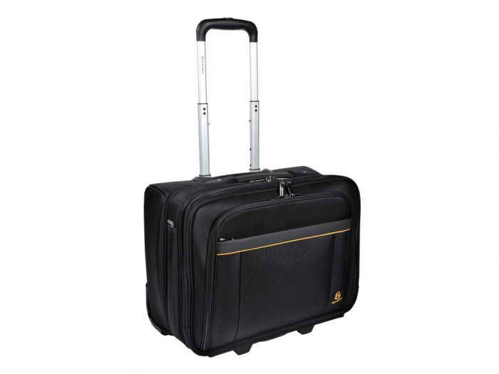 Troler de mana cu 4 roti, pentru haine si laptop 15,6", culoare negru, ideal ca bagaj de mana in avion [4]