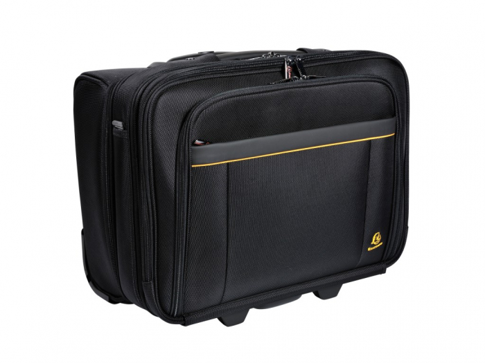 Troler de mana cu 4 roti, pentru haine si laptop 15,6", culoare negru, ideal ca bagaj de mana in avion [2]