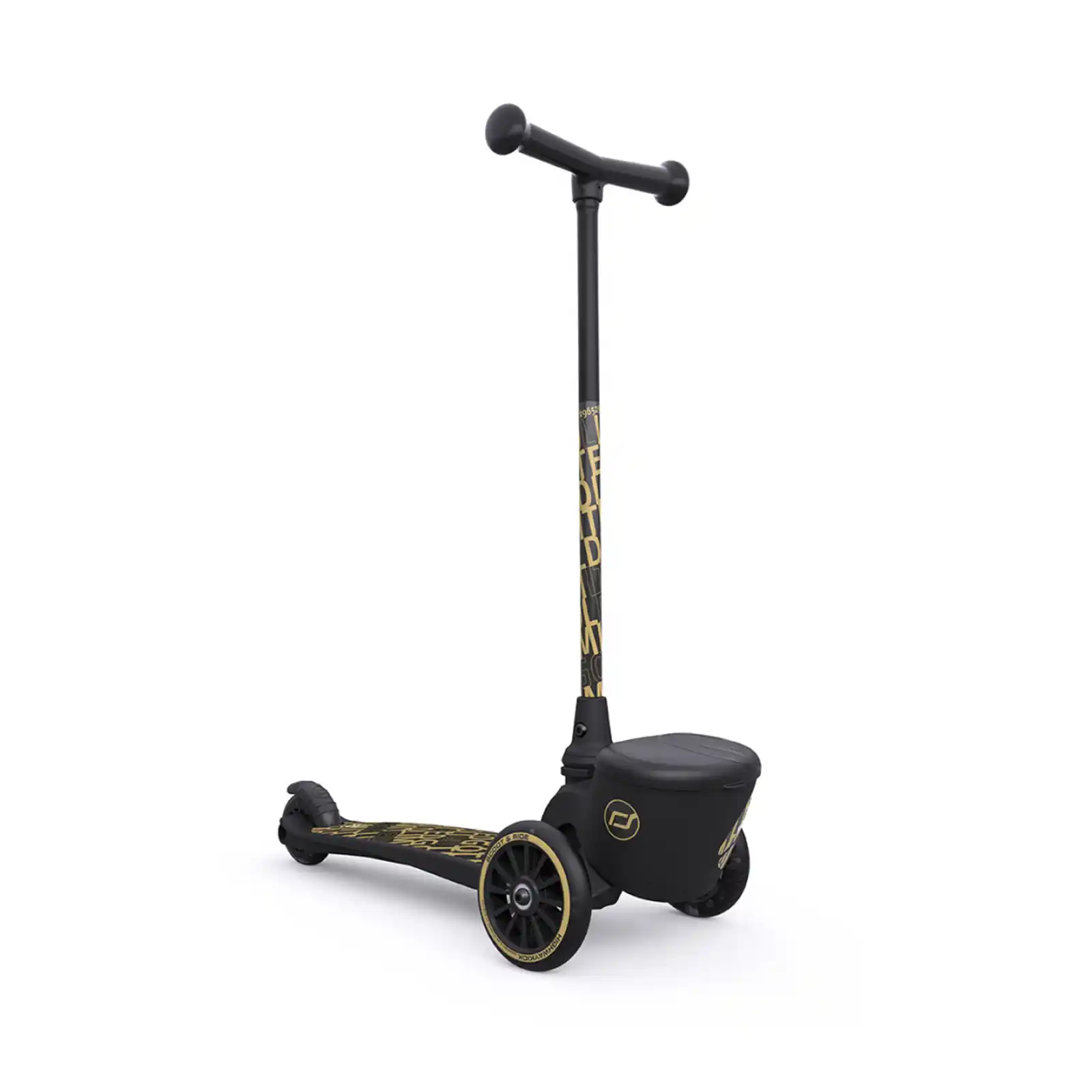 Trotinete copii 2 ani+, roti cu lumini, Scoot Ride, HighwayKick 2 Black Gold Limited [3]