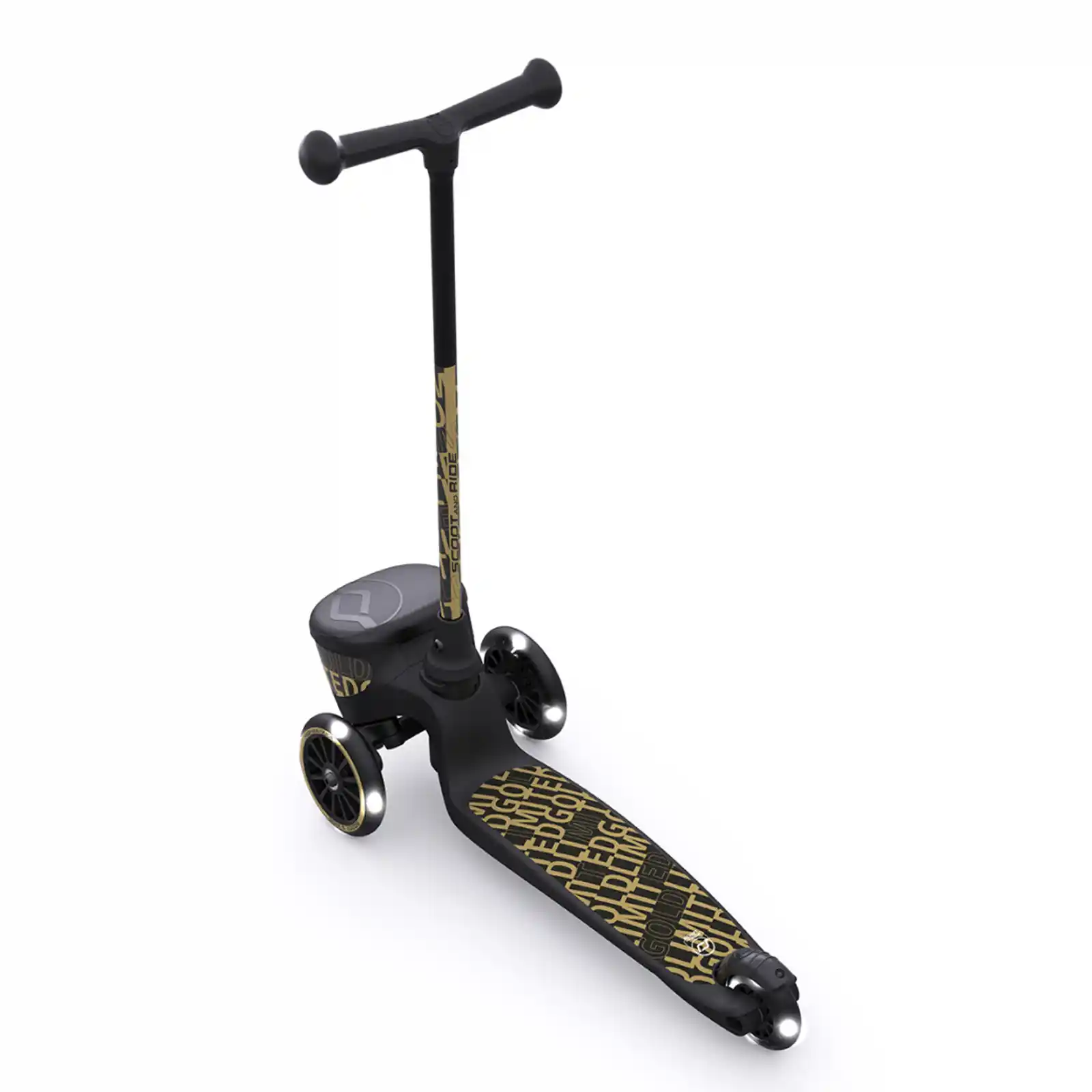 Trotinete copii 2 ani+, roti cu lumini, Scoot Ride, HighwayKick 2 Black Gold Limited [6]