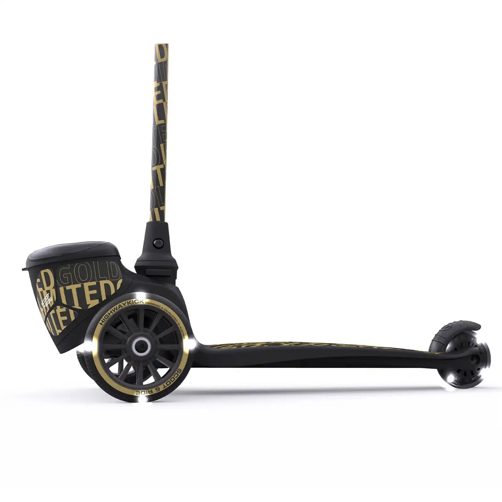 Trotinete copii 2 ani+, roti cu lumini, Scoot Ride, HighwayKick 2 Black Gold Limited [10]