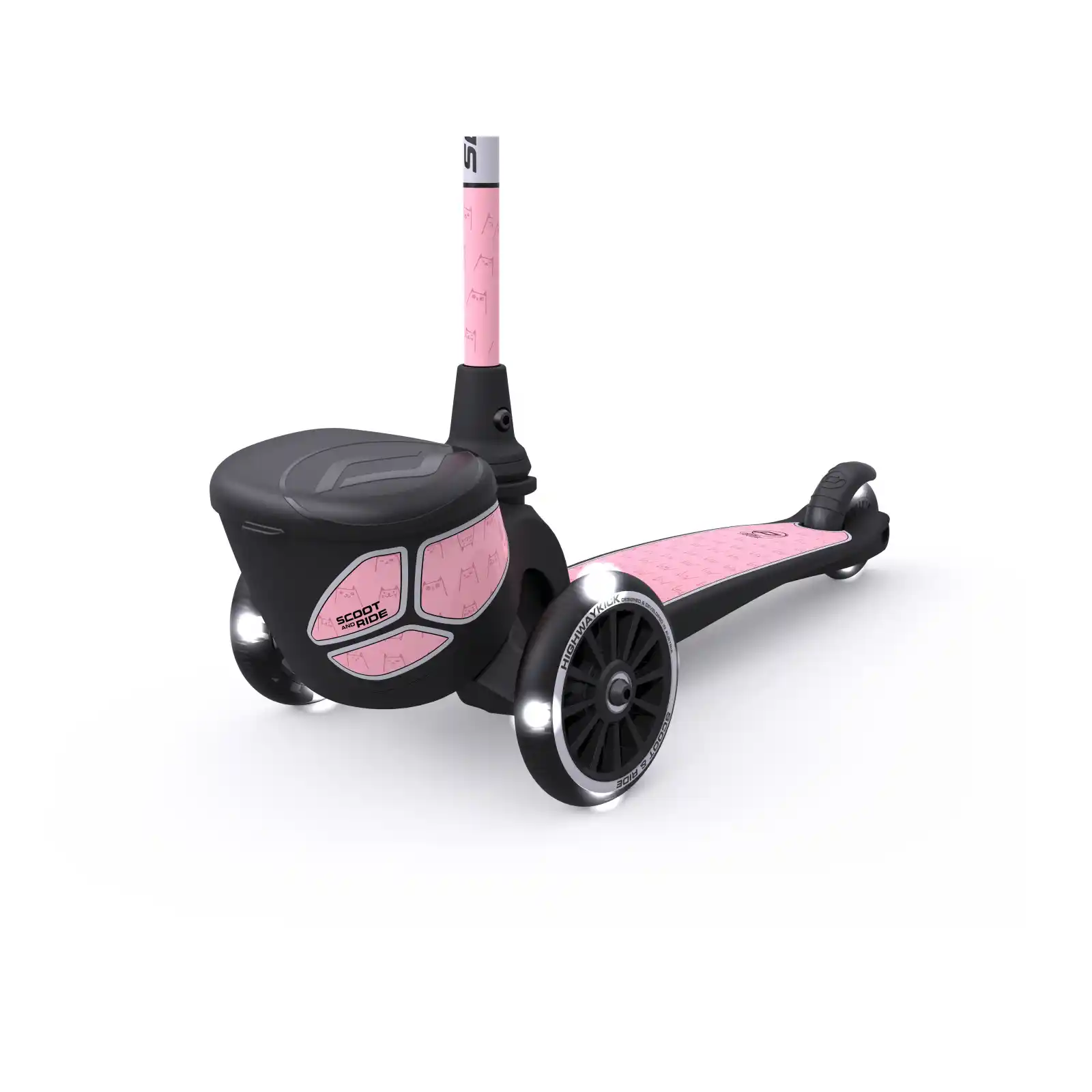 Trotinete copii, pliabila, roti lumini, 2 ani+, Scoot Ride, HighwayKick 2 Lifestyle Rose Reflectorizant [9]