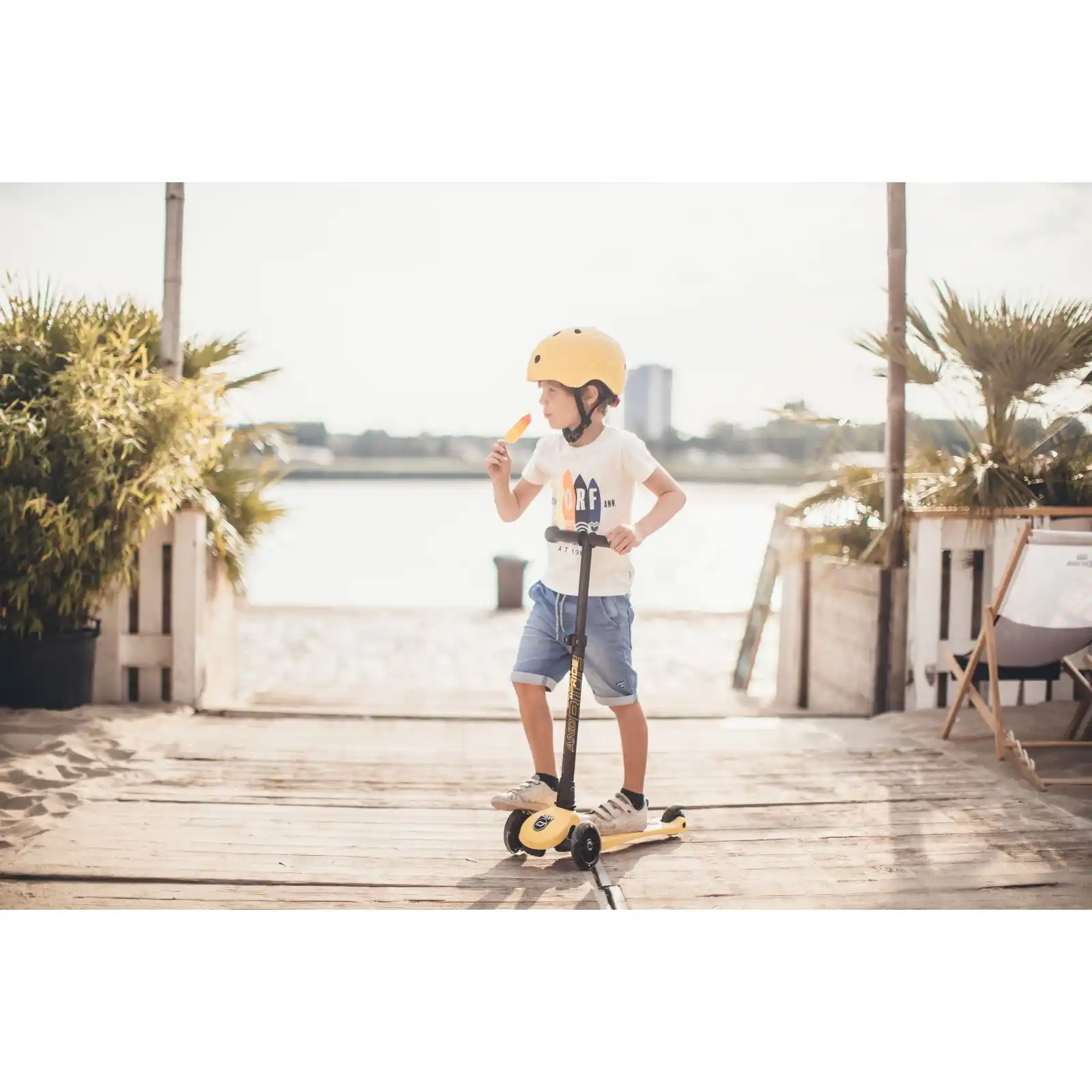 Trotinete copii, pliabila, reglabila, roti lumini, 3-6 ani, Scoot Ride, HighwayKick 3 Led Lemon [10]