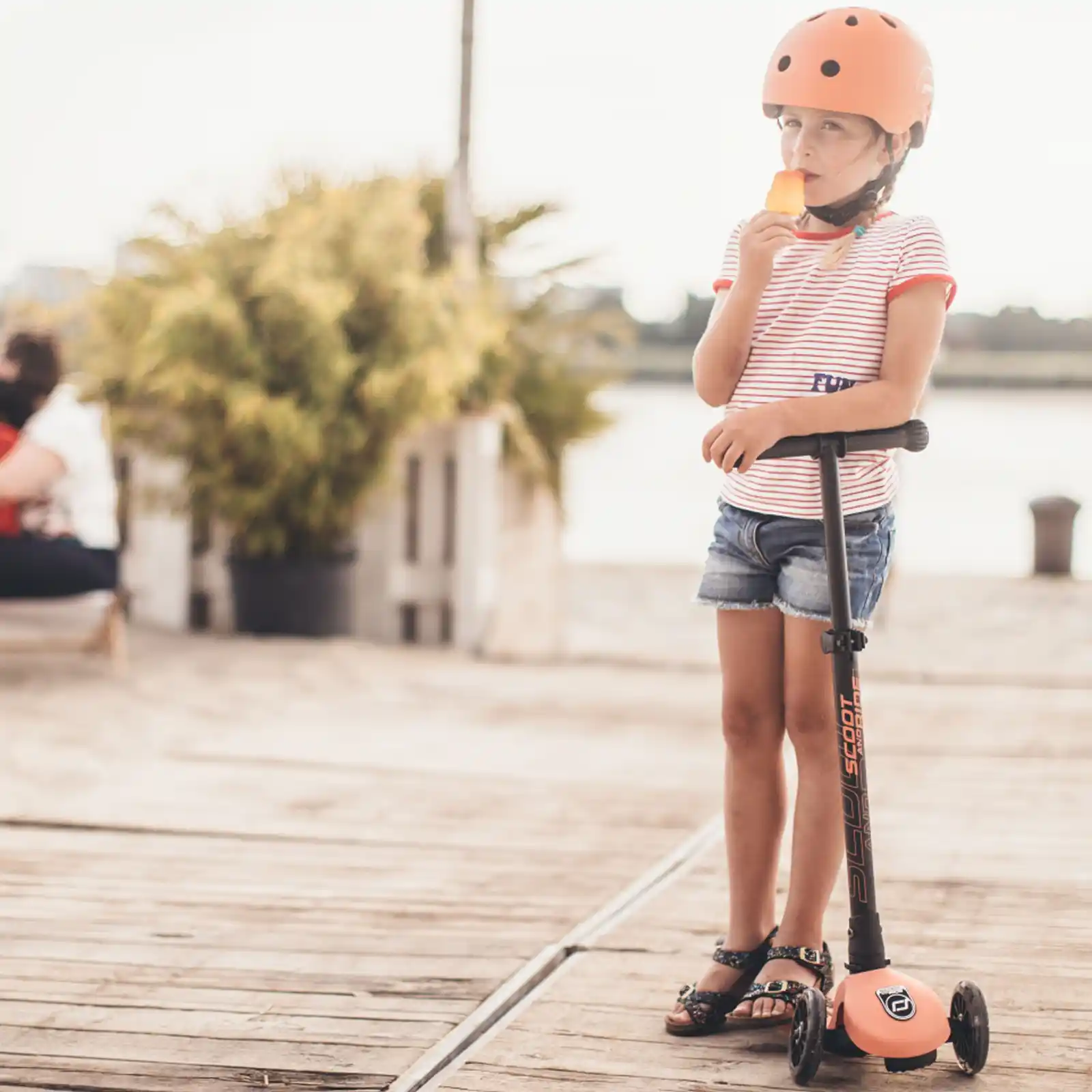 Trotinete copii, pliabila, reglabila, roti lumini, 3-6 ani, Scoot Ride, HighwayKick 3 Led Peach [5]