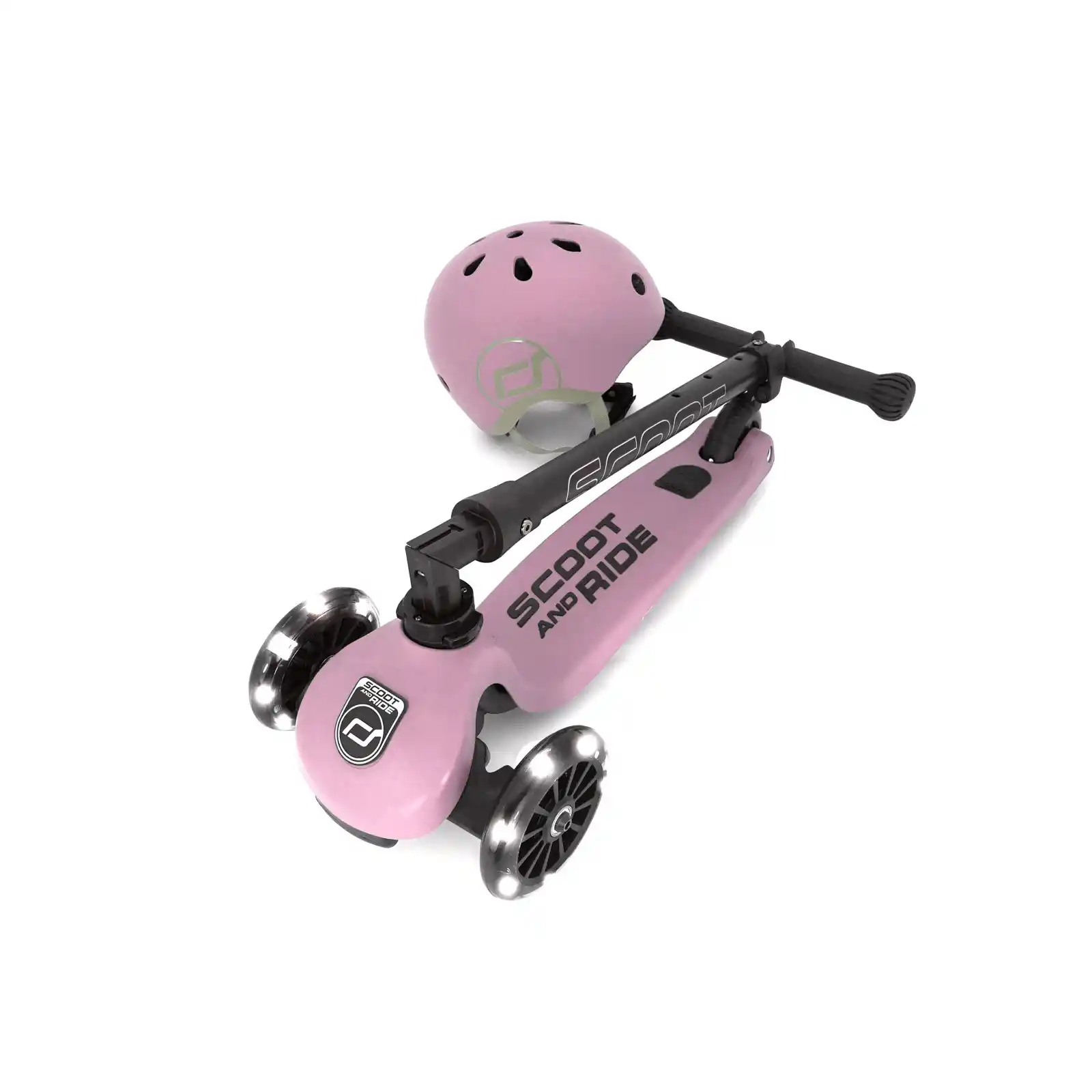 Trotinete copii, pliabila, reglabila, roti lumini, 3-6 ani, Scoot Ride, HighwayKick 3 Led Rose [9]