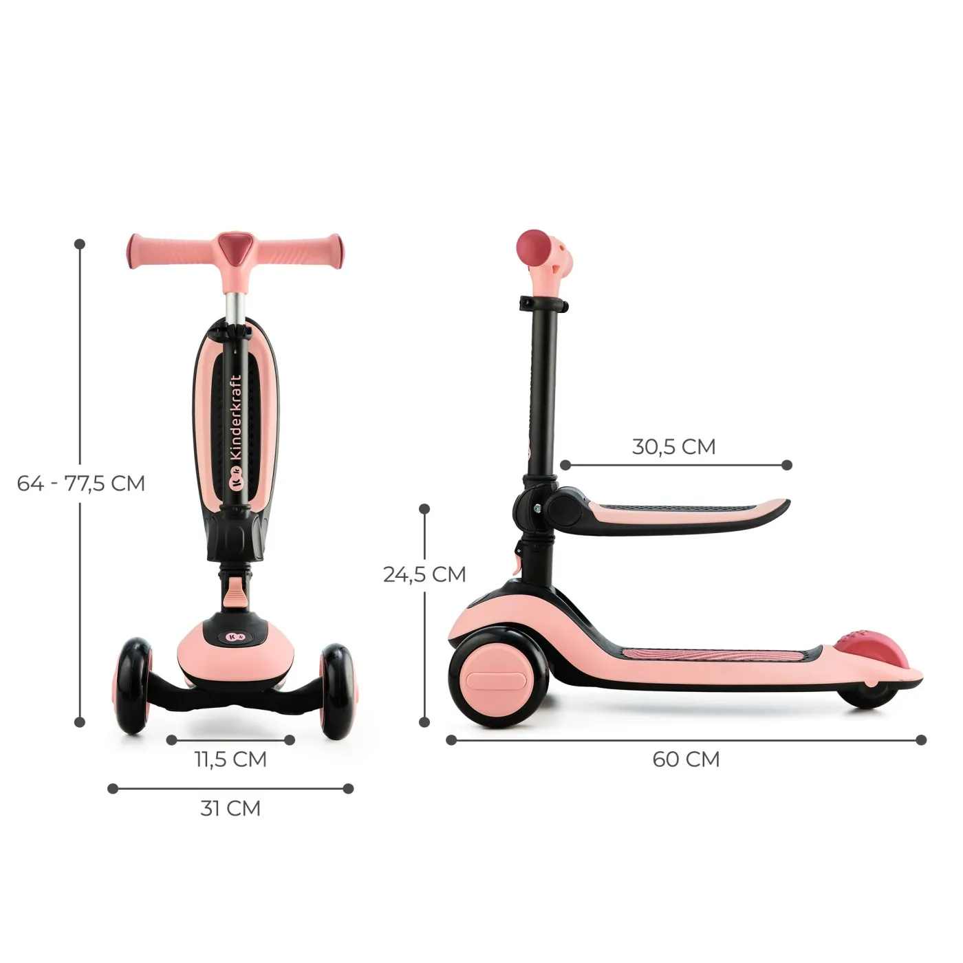 Trotineta kinderkraft halley, rosa pink, varsta de la 2 ani la 6 ani [8]